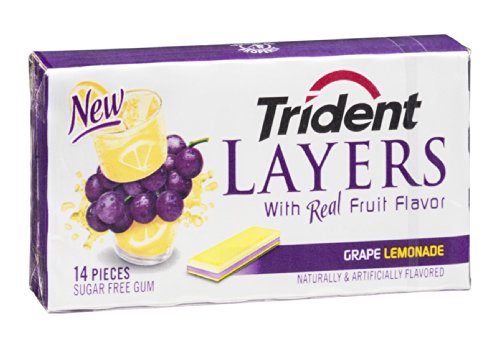 Trident Sugar Free Gum Layers Grape Lemonade 14 PC (Pack of 12)