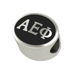 Alpha Epsilon Phi Black Antique Oval Sorority Bead Fits Most European Style Bracelets Including Chamilia Biagi Zable Troll and More. Officially Licensed High Quality Exclusive Bead in Stock for Immediate Shipping