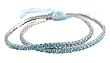 Bracelet Set (2 pc) - (B279) - Plus Size Stretch - Swarovski TM Crystals ~ Aqua Blue (8")