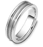 6mm Wide Titanium & 18 Karat White Gold Wedding Band Ring