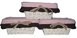 Nursery-To-Go 3-Piece Wicker Storage Basket Liner in Pretty in Pink
