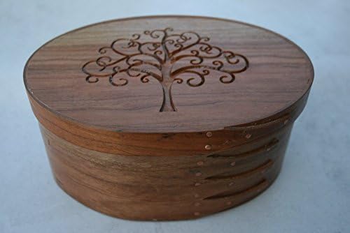 Shaker Tea Box with Folk Art Tree Carving