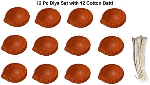 DIWALI DIYA-10 PC Handmade Oil Lamp.Natural Earthen Deepawali/Diwali Traditional Diya with 10 Cotton Batti/wicks