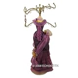 Victorian Ruffle Doll Jewelry Stand Purple 14.5 Inches