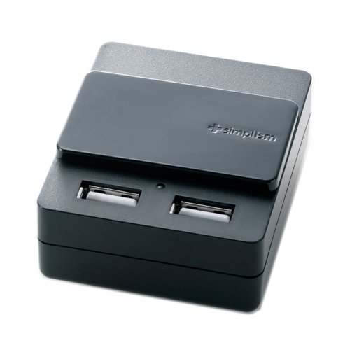 Simplism 2ポートUSB充電器 スライドスタイル ブラック TR-DUSLIDE-BK