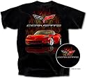 Red C6 Corvette Graphics on Black T-shirt