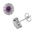 FOJO's Diamonds in Silver Genuine Amethyst Round Stud Earrings (1/10 ct. tw.)