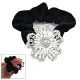 Lady Glittery Rhinestone Decor White Floral Hair Ponytail Holder