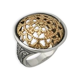 Baronial 14K Gold and Sterling Silver Domed Ring