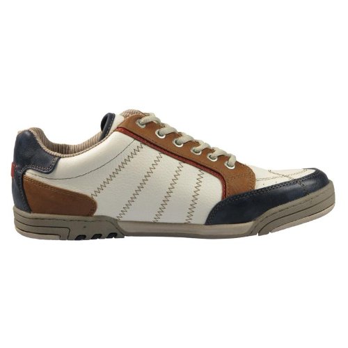 Mustang 4064-303 hommes Baskets mode synthétique cuir, blanc / bleu, Taille 45