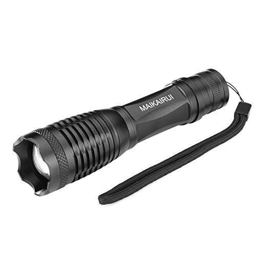MAIKAIRUI 800 Lumens Super Bright Tactical Flashlight Cree Xm-l T6 Led torch–5 Light Models,Water Resistant,Zoomable,Duarble Aluminum,Powered By 1pcs 18650 Or 3pcs AAA Batteries (Not Included)