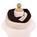 Two-Tone Half/Half Winter Knit Warm Infinity Circle Scarf, Brown/Cream
