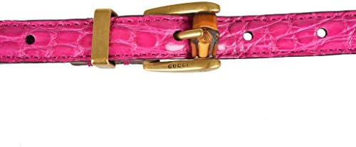 Gucci Women's Pink Croc Leather Skinny Belt US 34 IT 85;