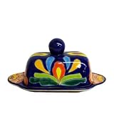 Talavera Butter Dish with Cover, Ball Handle - From Casa Cordova Imports