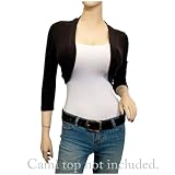 Plus Size 3/4 Sleeve Cropped Bolero Shrug Brown