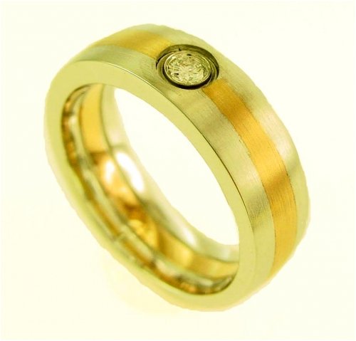 18k Two Tone Gold 0.08 cttw Gemstone Band