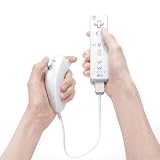 Manette Nunchuk+Télécommande Remote Wiimote sans fil blanc pour Wii
