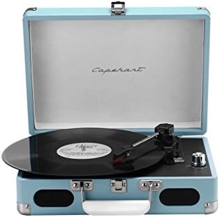 Capehart Suitcase Style 3-speed Stereo Turntable with Built-in Speakers (Light Blue)