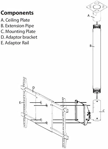 Ceiling Mount Heavy Duty Professtional with 18"- 30" pipe extension for LED TV, LCD TV 39" 40" 42" 46" 48" 50" 52" 54" 55" 60" 64" 65" 70"