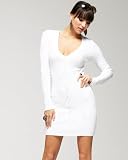 V Neck Cable Knit Dress - WHITE (S)