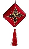 9 Burgundy And Gold Velvet Decorative Christmas Pillow Ornament #48483