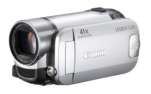 Canon LEGRIA FS200 SD-Camcorder (SDHC/SD/MMC-Card, 37-fach opt. Zoom, 6,9 cm (2,7 Zoll) Display) titansilber