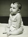 Baby Boy (12-18 Months) Sitting on Bedspread, Close-Up Photographic Poster Print by George Marks, 18x24