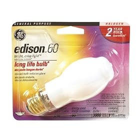 GE 10038 60-Watt Edison Halogen BT14.5 1CD Light Bulb