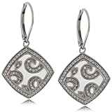 Silver Diamond Dangle Earrings W/ Enamel Leverbacks New