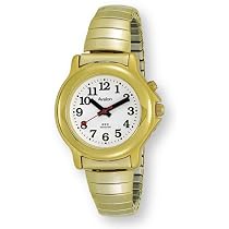 Avalon Women's Fashion Series EZC Low Vision Gold-Tone 1 Button Talking Tapered Expansion Band Watch # 1271GX