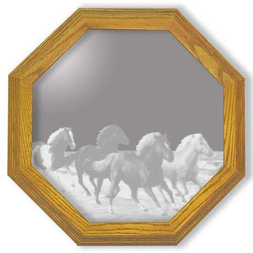 Decorative Framed Mirror Wall Decor With Chincoteague Horse Etched Mirror - Chincoteague Horse Decor - Unique Chincoteague Horse Gift Ideas - Ready To Hang - 28