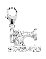 14K White Gold Diamond Sewing Machine Charm