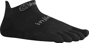 Injinji 2.0 Men's Run Lightweight No Show Toesocks, Black, Large