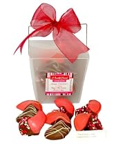 Belgian Milk Chocolate Dipped Valentines Fortune Cookies In White Container
