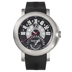 Gerald Genta Arena Sport Bi-retro Mens' Automatic Watch Titanium Black Dial on Black Rubber Strap...