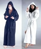 Bathrobes Online Mens and Womens Hooded Full Ankle Length Turkish Terry Cotton Long Bathrobe - Made in Turkey - 5 Sizes up to 59 inches Length