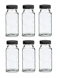 Nakpunar 6 pcs Glass Spice Jars with Shakers (Black)