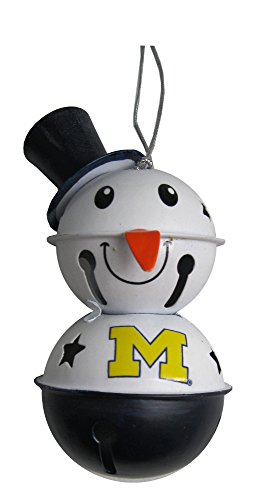 Michigan Wolverines NCAA College 2 Tier Snowman Bell Holiday Christmas Ornament