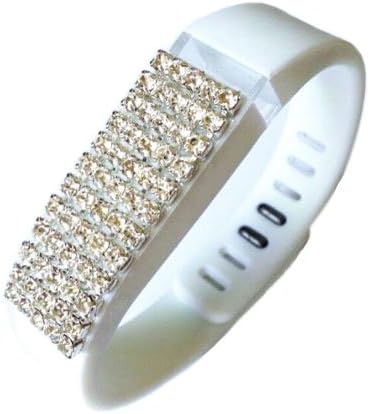 Small Rhinestone Bling Diamond Replacement Band for Fitbit Flex Wristband Bracelet Sport Arm Band Exclusive Luxury Design (White)