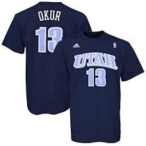 adidas Utah Jazz #13 Mehmet Okur Navy Blue Player T-shirt