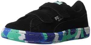 PUMA Suede Rubber Mix Sneaker (Toddler/Little Kid/Big Kid),Black/Puma Silver/Multi Color,3 M US Little Kid