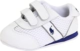 Ralph Lauren Layette Retro Runner EZ Sneaker (Infant/Toddler),White/Royal Leather,2 M US Infant