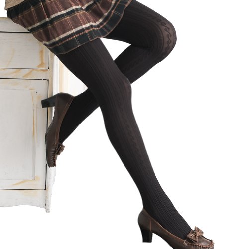 Angelina Opaque, Cable Knit Patterned Tights