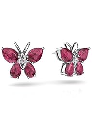 Genuine Pink Tourmaline 14kt White Gold Butterfly Earrings