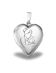 Sterling Silver "Mom and Daughter" Heart Locket 3/4 inch x 3/4 inch