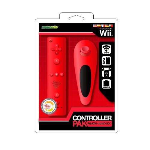 Wii Remote + Nunchuck Bundle Set Mario RED