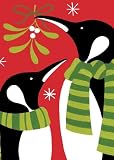 Toland Garden Flag: Kiss Me Penguin