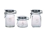 Amici Mini Glass Storage Jars, Set of 3 Assorted Shapes