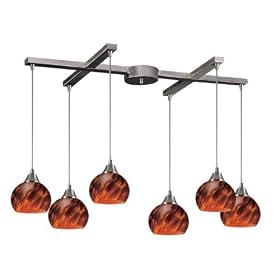 Mela - 6 Light Kitchen Island Pendant Track Lighting Fixture - Rust Bronze - Amber Glass -... by ELK Lighting