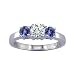Search : 1/2 Ct. Three-Stone Purple Tanzanite Gemstone & White Diamond Engagement Ring Bridal Style Round Cut in 14K White Gold